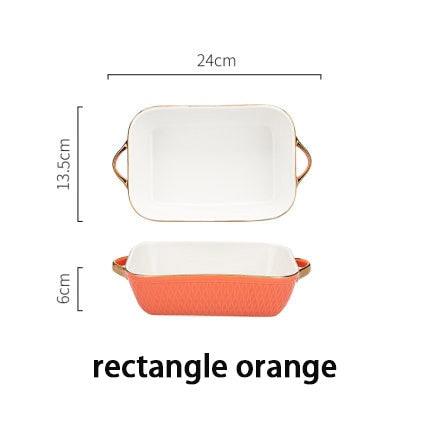 Colorful Ceramic Bakeware Set with Ergonomic Handles in Blue and Orange