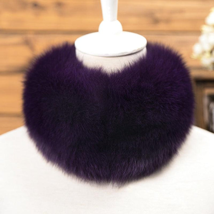 Elegant Fox Fur Ring Scarf with Magnetic Closure - Luxury Winter Accessory for Women