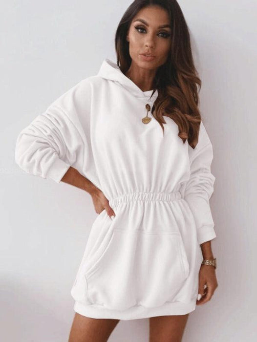 Trendy Fleece Hoodie Dress - Women's Versatile Essential for Every Occasion