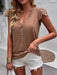 Stylish V-neck Top with Ruffle Cap Sleeves in Solid Color - Women's Fashion Choice