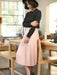 Trendy Black and Pink High-Waisted Pleated Skirt Inspired by Korean Fashion