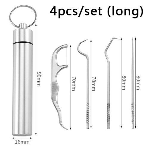 Elbow-Shaped Stainless Steel Toothpicks - Ultimate Travel Oral Care Tool