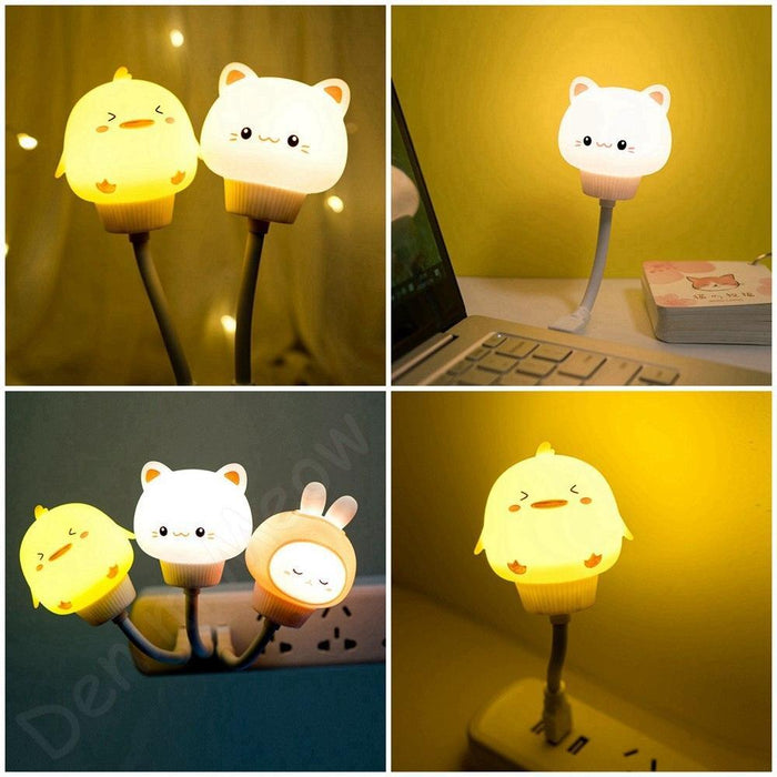 Adorable Rabbit LED Night Light - Customizable Brightness, Rechargeable & Remote-Controlled for Nighttime Serenity