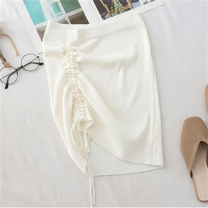 White High Waist Stretch Side Drawstring Skirt - Elevate Your Fashion Game