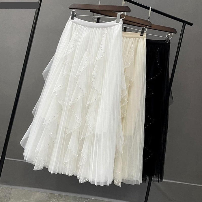 Pearl Deluxe Mesh Tulle Skirt with Elasticized High Waist