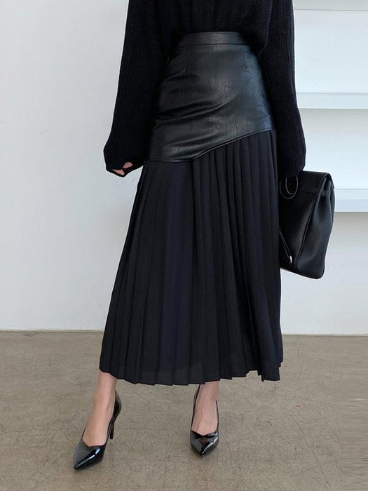 Chic Pleated High Waist Midi Skirt for Spring 2022 - Flattering and Elegant Design