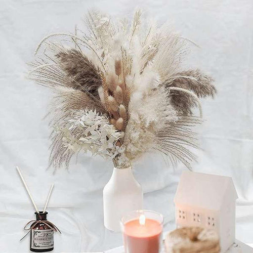 80-Piece Boho Chic Natural Dried Pampas Grass Variety Bouquet