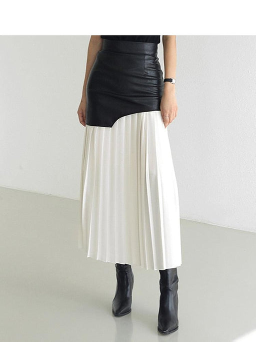 Chic Pleated High Waist Midi Skirt for Spring 2022 - Flattering and Elegant Design