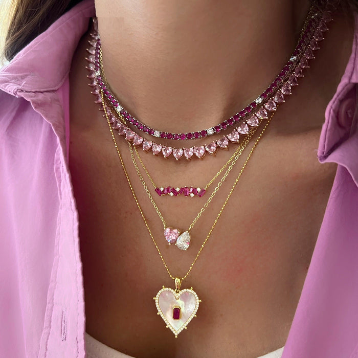 Heartfelt Elegance CZ Diamond Tennis Necklace