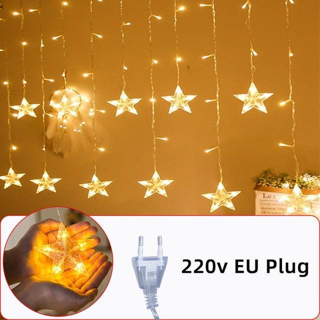 Twinkling LED Star Lamp Curtain Garland Fairy String Lights for Magical Festive Ambiance