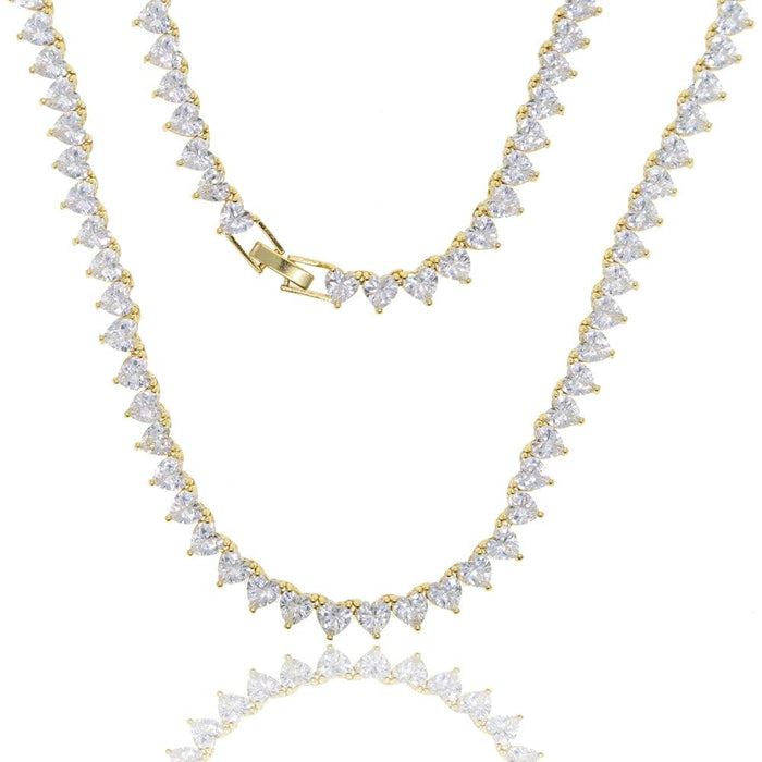 Heartfelt Elegance CZ Diamond Tennis Necklace