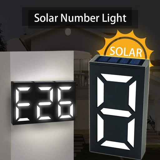 Elegant Solar-Powered LED House Number Sign: Contemporary Outdoor Address Illuminator