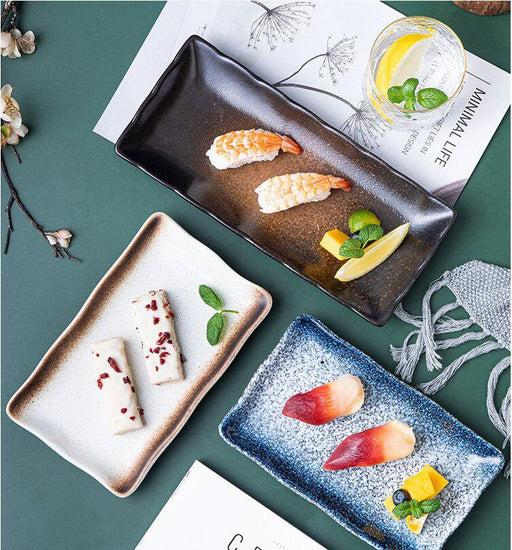 Elegant Set of 5 Ceramic Sushi Plates
