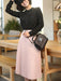 Trendy Black and Pink High-Waisted Pleated Skirt Inspired by Korean Fashion