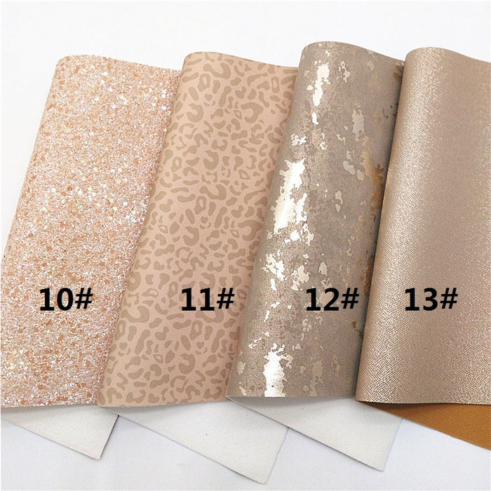 Golden Leopard Glitter Lace Faux Leather Sheets - DIY Crafting Essential