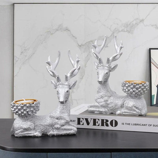 Elegant Elk Resin Candle Holders: Chic Deer Candlestick Set for Sophisticated Home Decor