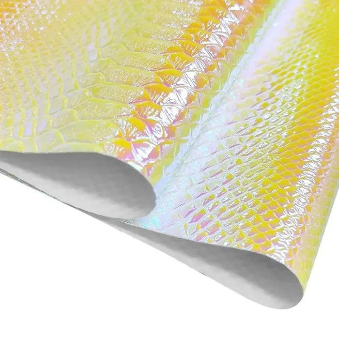 Iridescent Holographic Snakeskin PU Leather Craft Roll for Creative DIY Adventures