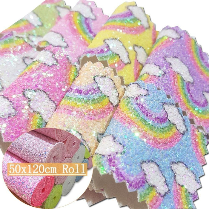 Glittering Rainbow Faux Leather Crafting Roll - Ignite Your Imagination with a Splash of Color