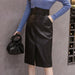 Elegant High-Waisted Faux Leather Midi Skirt for Women's Autumn-Winter Collection