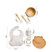 Bamboo Baby Feeding Set with Suction Plates and Rattle Toy - 7-Piece Collection