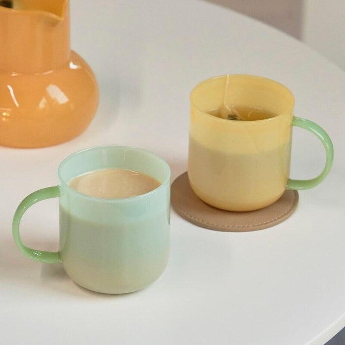 Elegant Jade Glass Mug Set with Retro Nordic Vibe