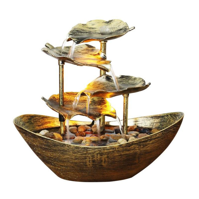 Enchanting Lotus Leaf Water Fountain with LED Nightlight