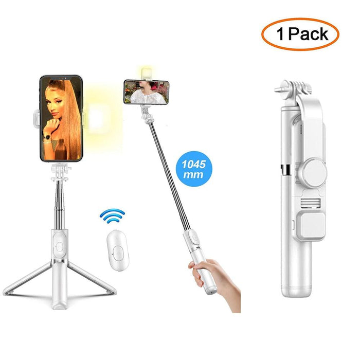 Versatile Wireless Tripod Selfie Stick with Bluetooth Remote, 360° Rotation, and Built-in Fill Light - Compatible with Android & iOS