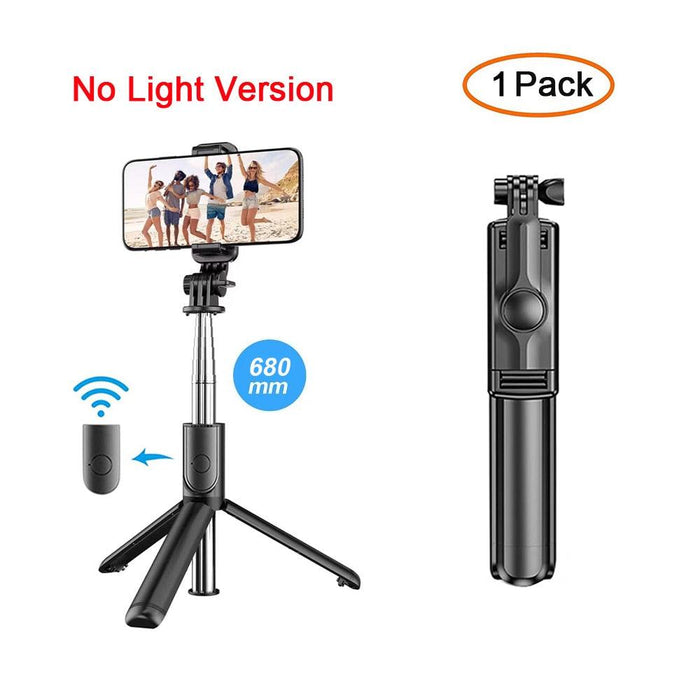 Versatile Wireless Tripod Selfie Stick with Bluetooth Remote, 360° Rotation, and Built-in Fill Light - Compatible with Android & iOS