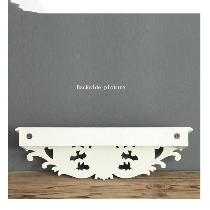 Vintage Elegance Handcrafted White Wooden Wall Shelf: Timeless Charm for Your Home