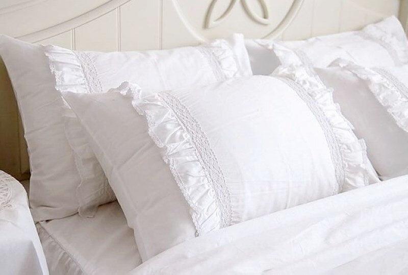 Elegant Ivory Ruffled Waterproof Faux Suede Pillowcase Collection