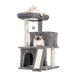 Lavish Feline Sanctuary: Elegant Cat Tower with Plush Cushions and Playful Features