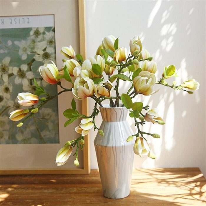 Realistic Magnolia Blossom Stem - Elegant Floral Decor for Any Occasion