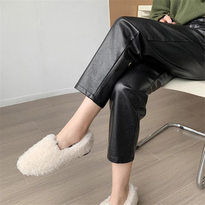 Elegant Seoulish Vegan Leather Trousers for Women - Ideal for Autumn/Winter Fashion