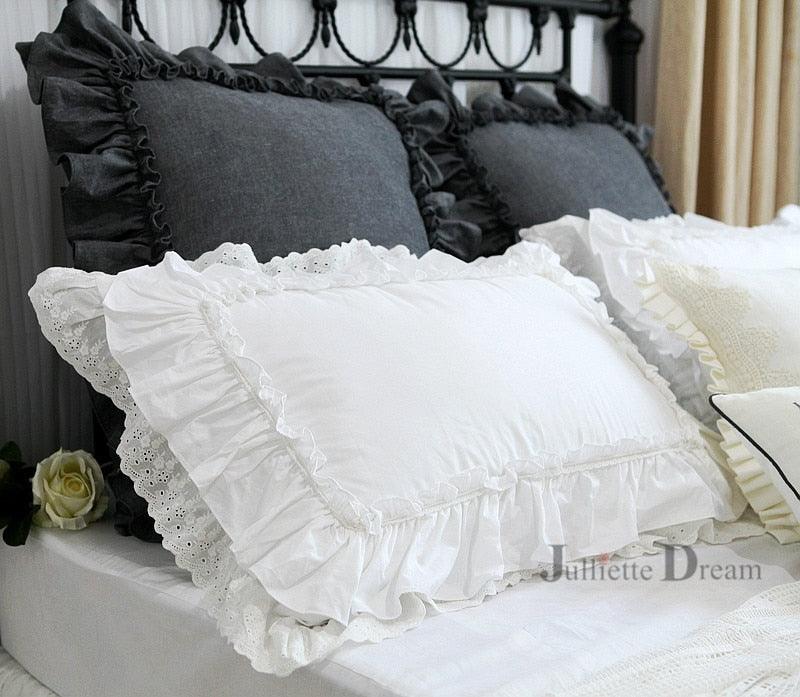 Elegant Ivory Ruffled Waterproof Faux Suede Pillowcase Collection