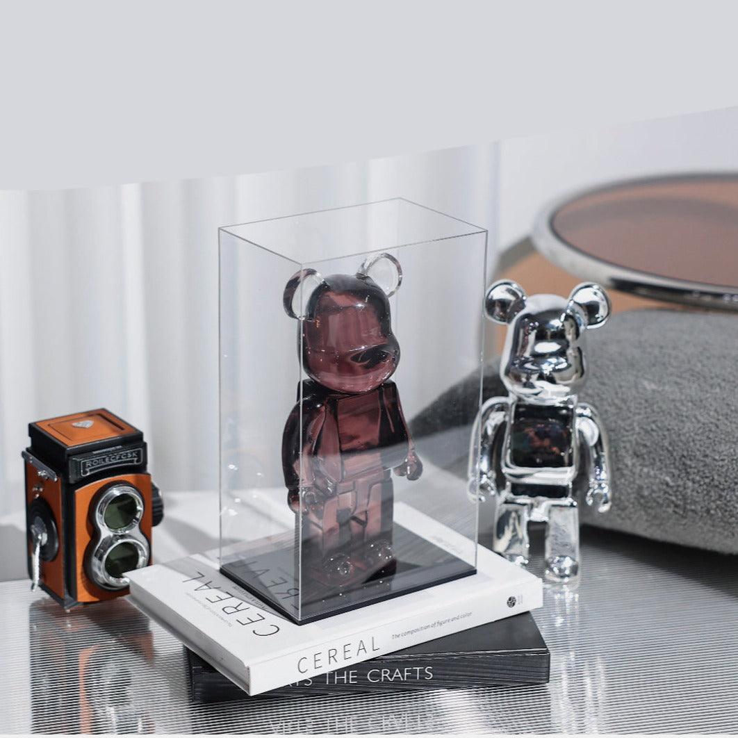 26cm Plating Bearbrick 400 Silver Statue Resin Bear Brick Sculpture Model  Room Home Decor Figures Decoration Statuette