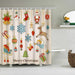 Festive Christmas Shower Curtain Set with Santa and Snowman Designs