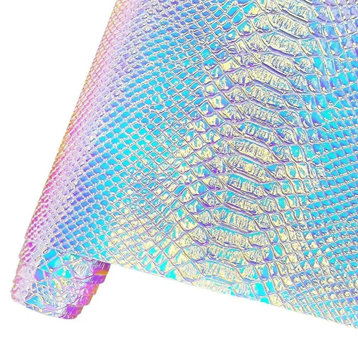 Iridescent Holographic Snakeskin PU Leather Craft Roll for Creative DIY Adventures