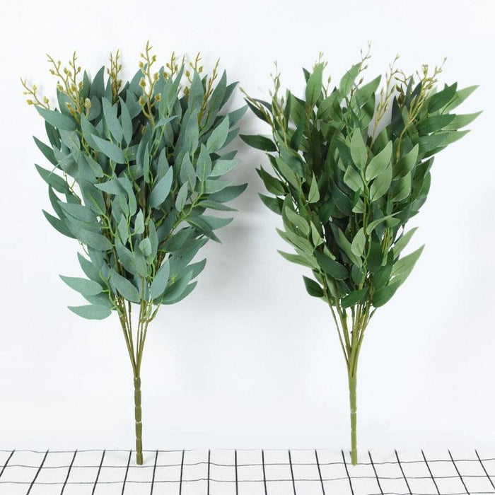 Lifelike Green Willow and Leaf Silk Arrangement - 51cm