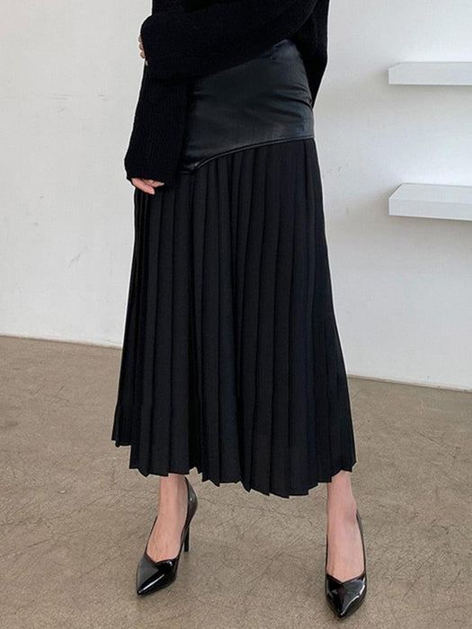 Chic Pleated High Waist Midi Skirt for Spring 2022 - Flattering and Elegant Design