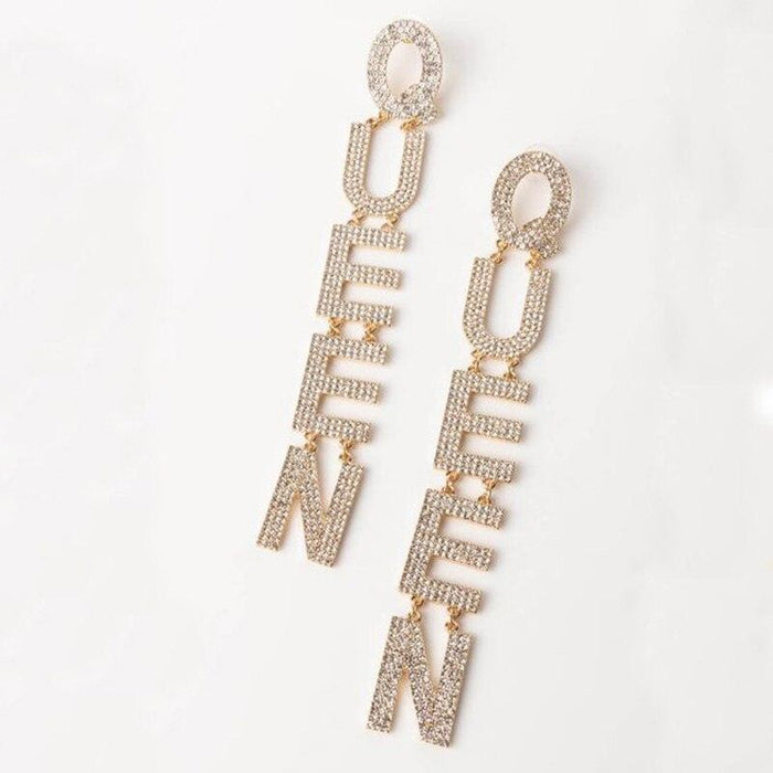 Queenly Elegance Drop Earrings - Opulent Bridal Accessory