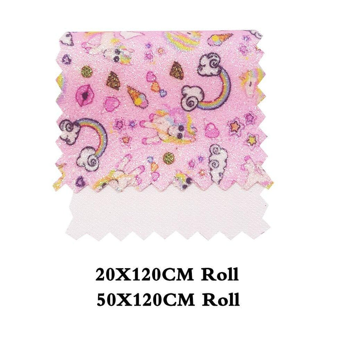 Enchanted Butterfly Unicorn Fantasy Glitter Synthetic Leather Roll - Crafting Material for Personalized Hair Accessories