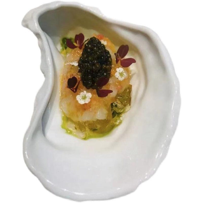 Sophisticated Japanese Ceramic Oyster Serving Plate - A Touch of Elegance for Your Culinary Creations