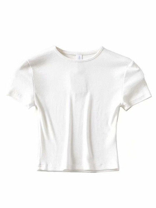 Chic O-Neck Crop Top Tee - Summer-Ready Cotton T-shirt for Stylish Summer Vibes