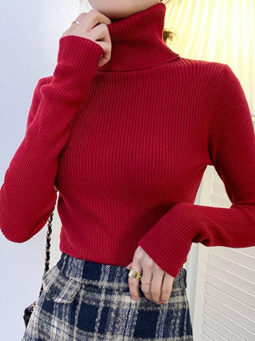 Autumn Bliss Knitwear: Elegant Buttoned Turtleneck Sweater