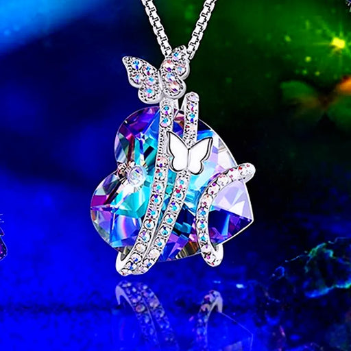 Elegant Amethyst Heart Butterfly Necklace for Beloved Ones