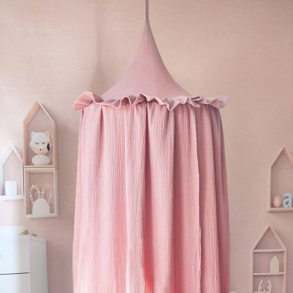 Whimsical Muslin Cotton Hanging Canopy with Frills for Kids' Dreamy Playtime Retreat