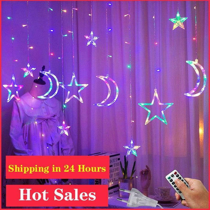 Twinkling LED Star Lamp Curtain Garland Fairy String Lights for Magical Festive Ambiance