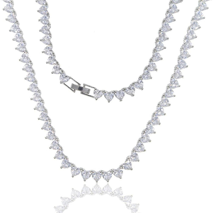 Heartfelt Elegance CZ Diamond Tennis Necklace