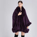 Opulent V Lapel Faux Rex Rabbit Fur Winter Cape for Women