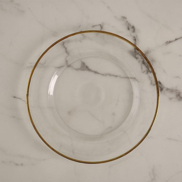 Luxury Geometric Ceramic Dinner Plate Set with Glass Inclusion - Elevate Your Dining Experience